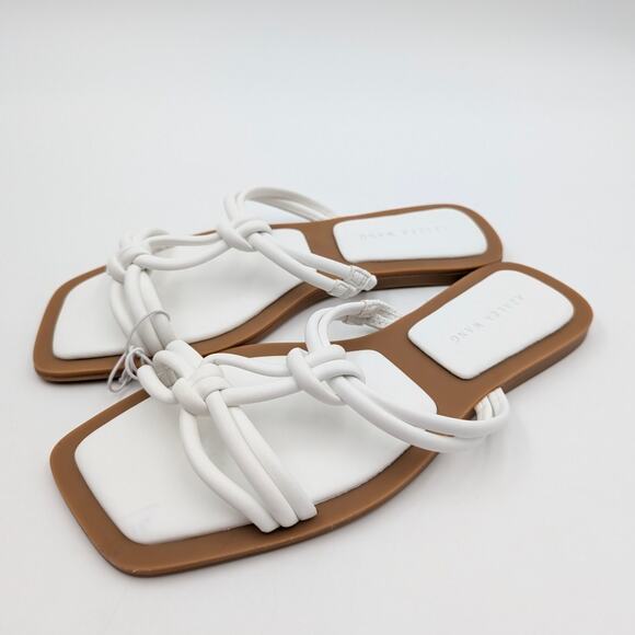Azalea Wang Stetson Tubular Straps Knot Flat Sandals Women's White Size US6 EU37 - Picture 1 of 12